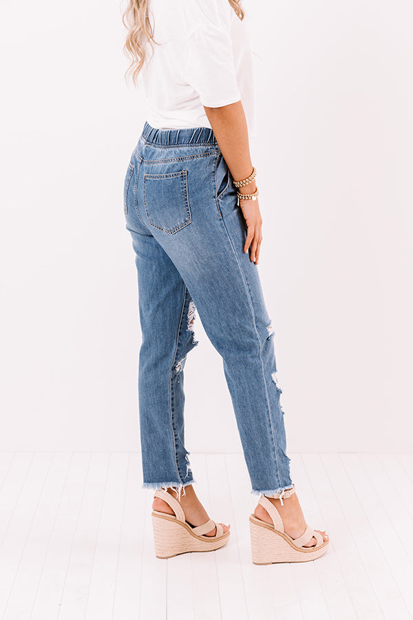 The Sabrina High Waist Distressed Relaxed Skinny In Medium Wash Image - 4