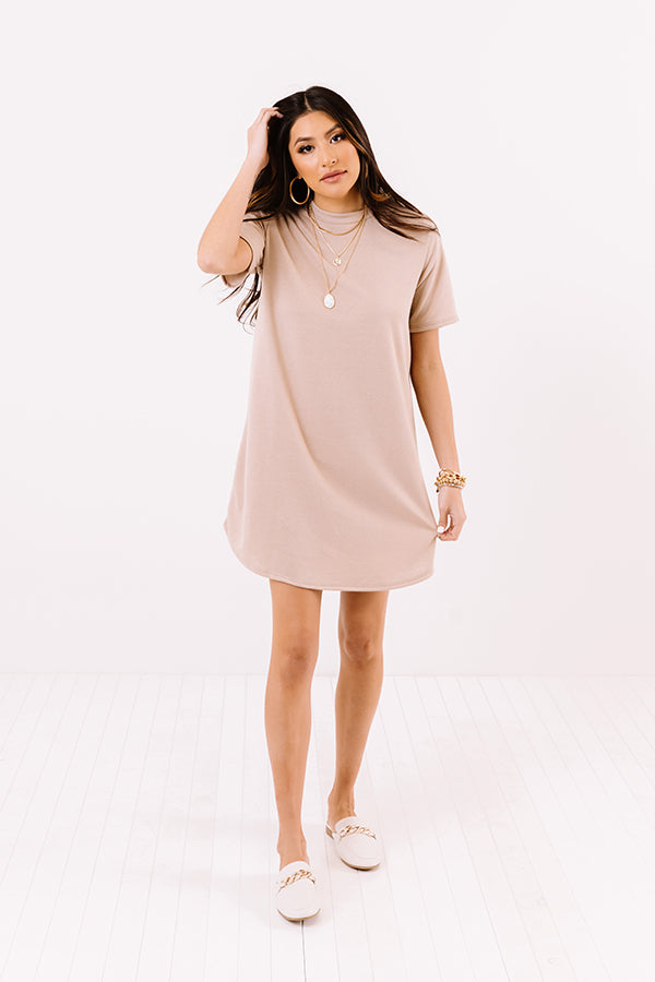 Sort It Out Shift Dress In Warm Taupe Image - 2