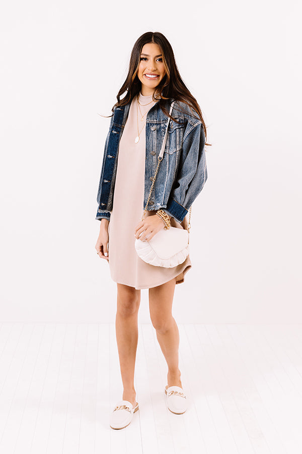 Sort It Out Shift Dress In Warm Taupe Image - 1