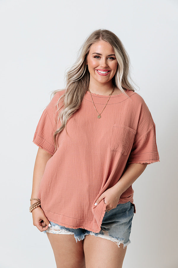 The Duncan Shift Tee In Rustic Rose Curves Image - 3