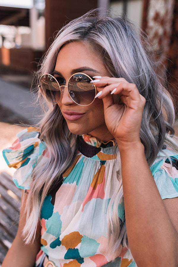 Here For Happy Hour Sunnies in Navy Image - 4