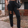 The Pike High Waist Distressed Joggers In Black Image - 1