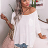 Clever Mind Waffle Knit Top In White Image - 1