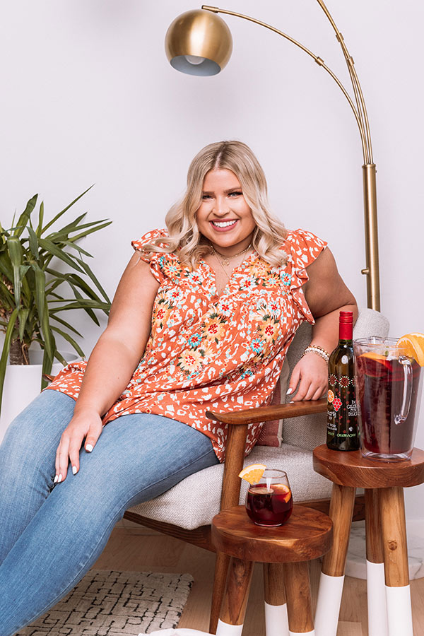 Here For Happy Hour Embroidered Top Image - 1