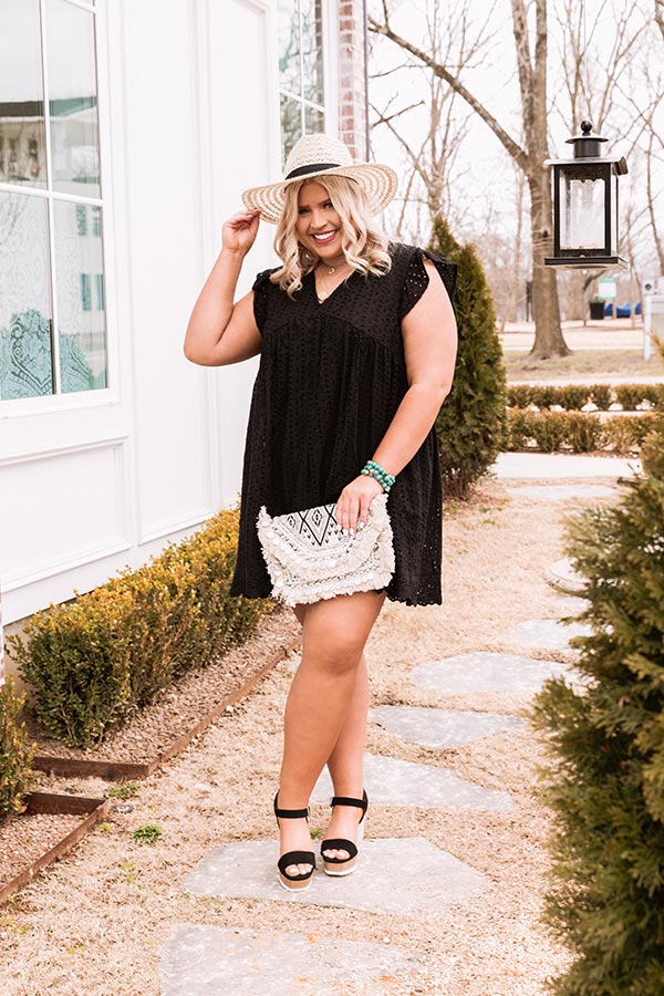 Perfectly Peaceful Eyelet Babydoll Dress In Black Curves Image - 2