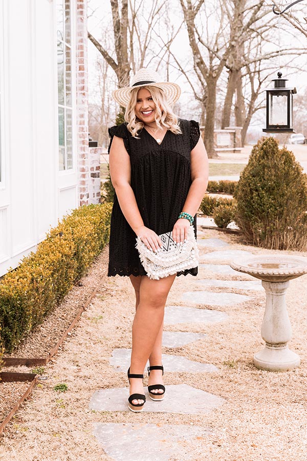 Perfectly Peaceful Eyelet Babydoll Dress In Black Curves Image - 1