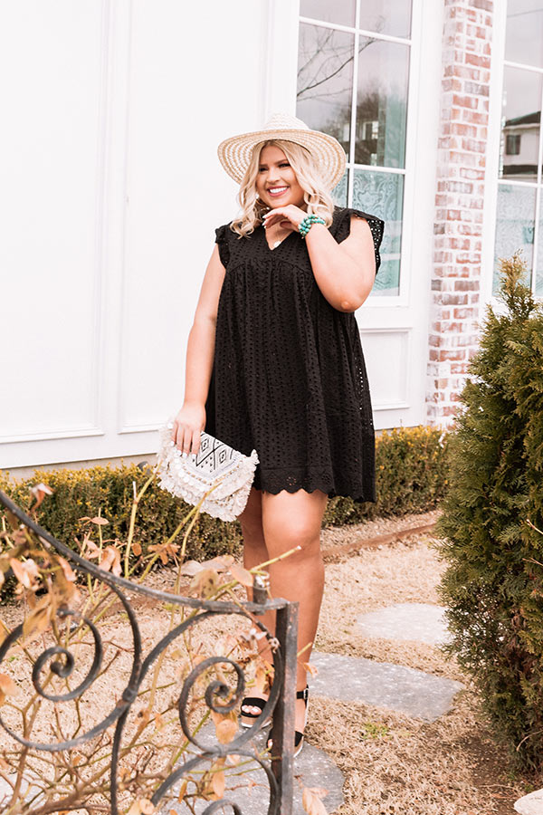 Perfectly Peaceful Eyelet Babydoll Dress In Black Curves Image - 3