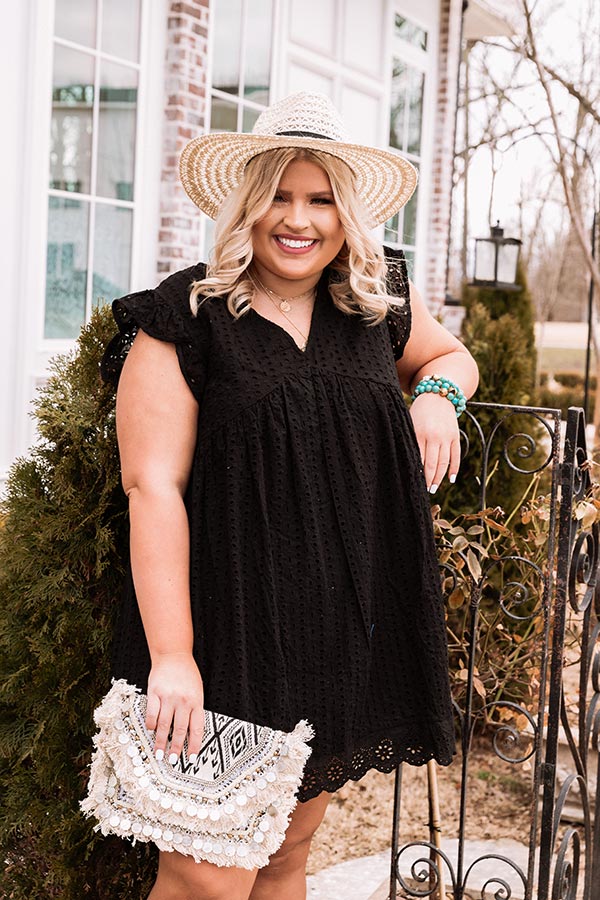 Perfectly Peaceful Eyelet Babydoll Dress In Black Curves Image - 4