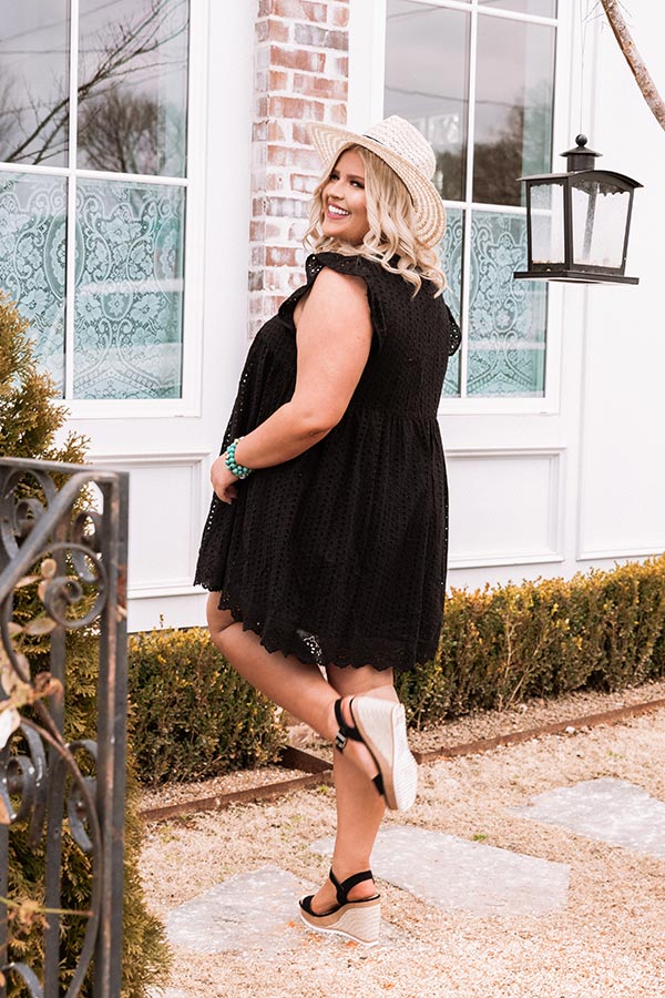 Perfectly Peaceful Eyelet Babydoll Dress In Black Curves Image - 5