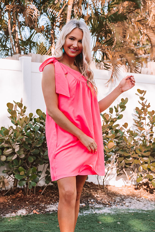 Flirty At Heart Shift Dress In Neon Pink Image - 2