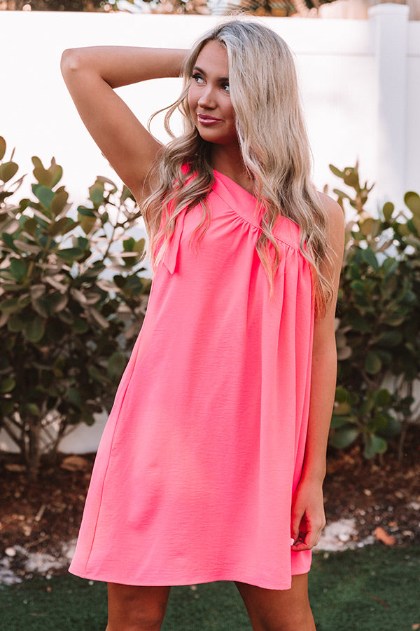 Flirty At Heart Shift Dress In Neon Pink Image - 3