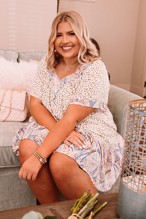 Twirl Power Shift Dress In Ivory Curves Image - 4