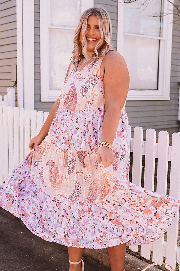 Spring Session Tiered Midi In Rose Quartz Curves Image - 1