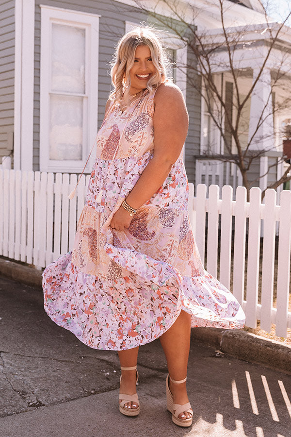 Spring Session Tiered Midi In Rose Quartz Curves Image - 5