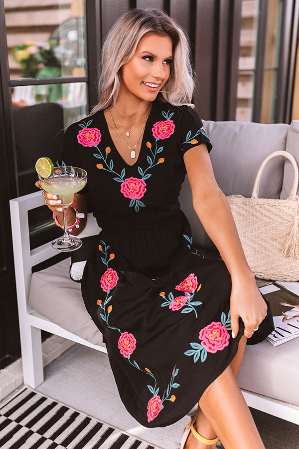 Soleil Soiree Embroidered Midi Dress Image - 1