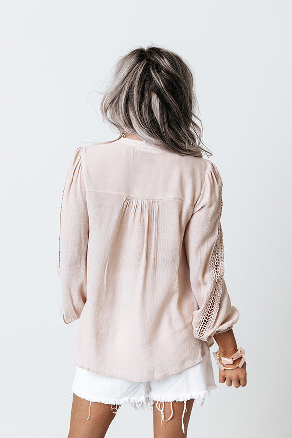 Keep It Cordial Button Up Top In Iced Latte Image - 5