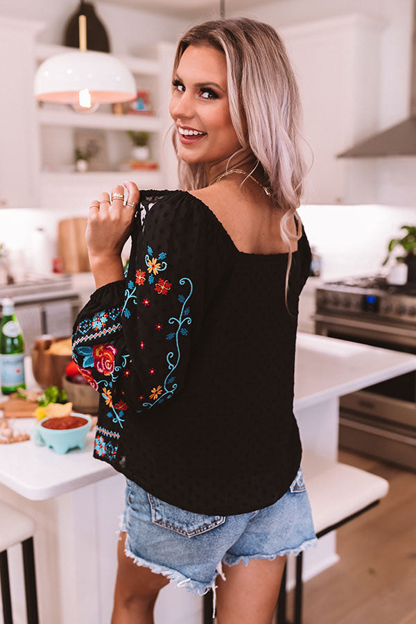 Tequila Sunrise Embroidered Top Image - 5