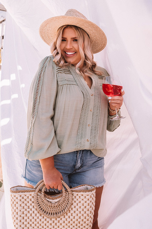 Keep It Cordial Button Up Top In Pear Curves Image - 3