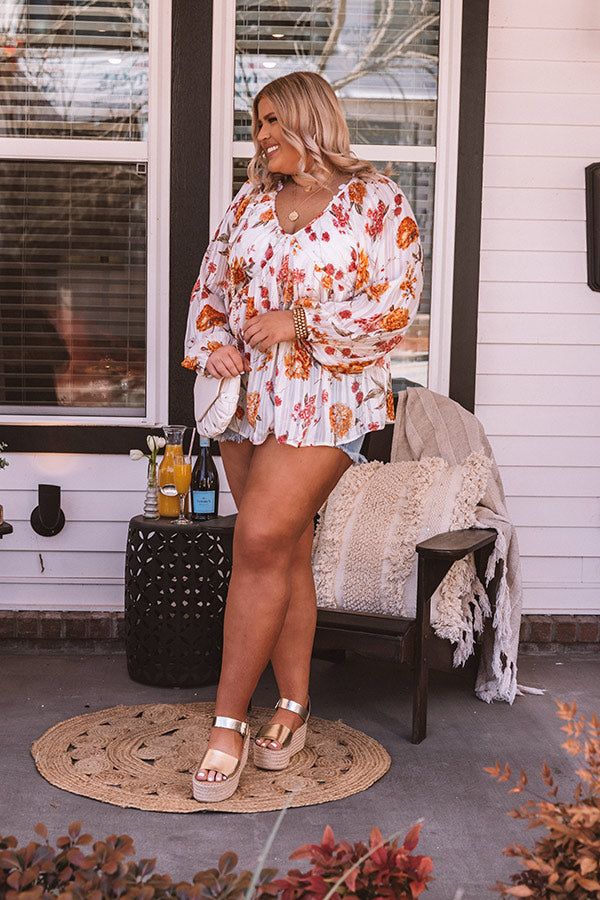 Sangria Sunrise Babydoll Top in White Curves Image - 3