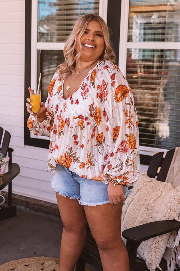 Sangria Sunrise Babydoll Top in White Curves Image - 5