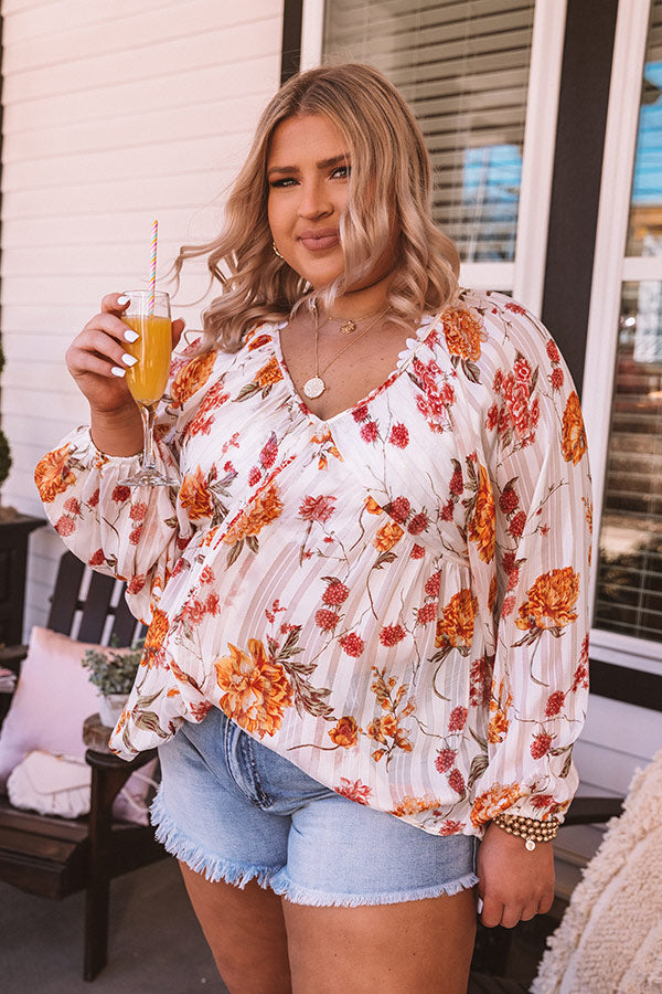 Sangria Sunrise Babydoll Top in White Curves Image - 1