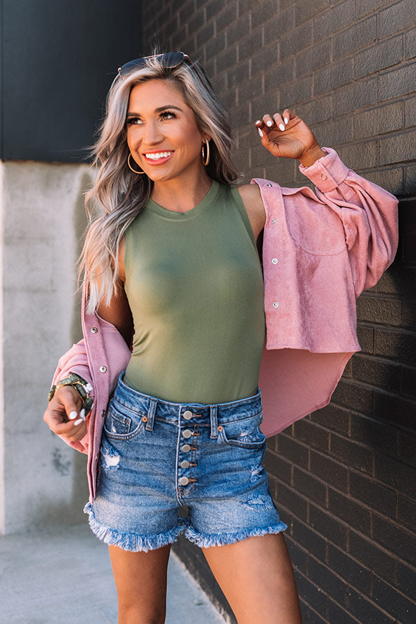 Skip Town Seamless Bodysuit In Olive Image - 4