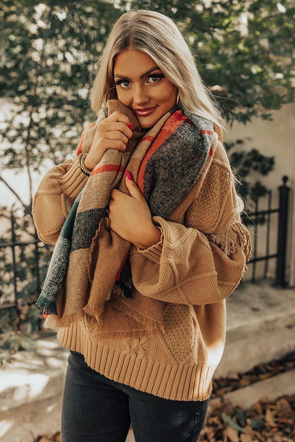 Brooklyn Bridge Blanket Scarf in Khaki Image - 4