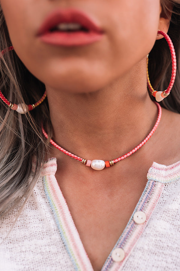 Kendra Scott Raven Gold Braided Choker Necklace in Coral Mix Image - 2