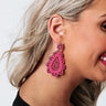 Up In Lights Beaded Earrings In Neon Pink Image - 1