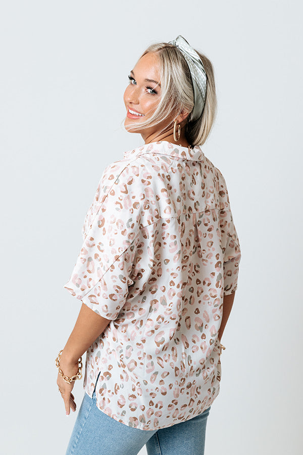 Travel Diary Leopard Button Up Top Image - 4