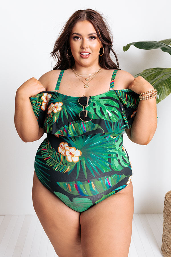 Ocean Break Off Shoulder One Piece Swimsuit Curves Image - 2