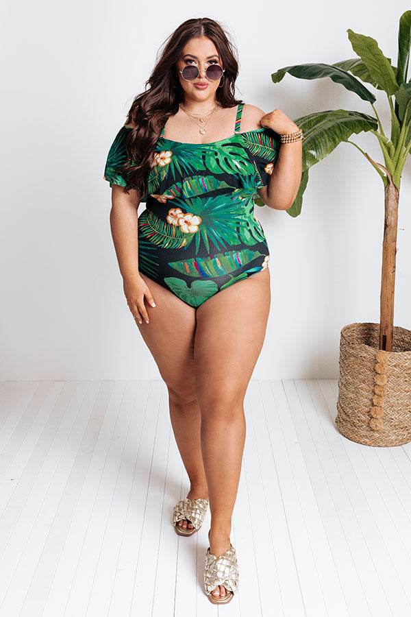 Ocean Break Off Shoulder One Piece Swimsuit Curves Image - 3