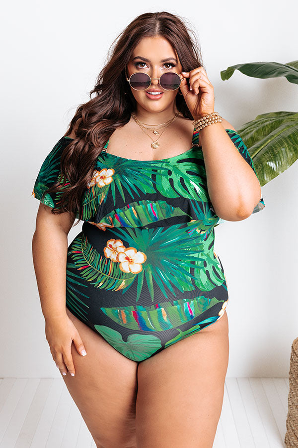 Ocean Break Off Shoulder One Piece Swimsuit Curves Image - 4