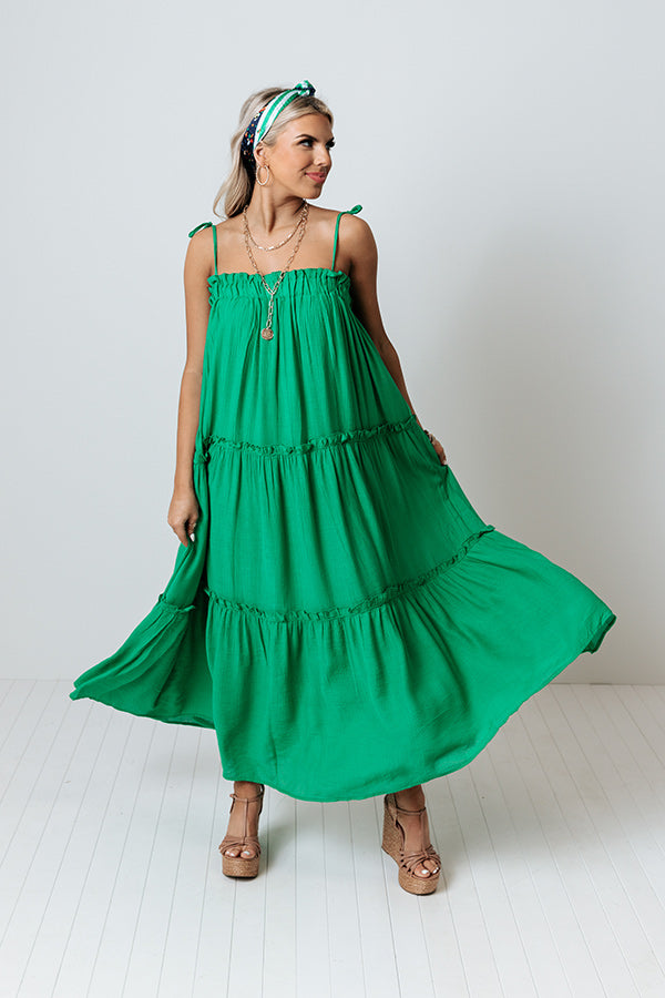 Take Me To Taos Ruffle Midi In Kelly Green • Impressions Online Boutique