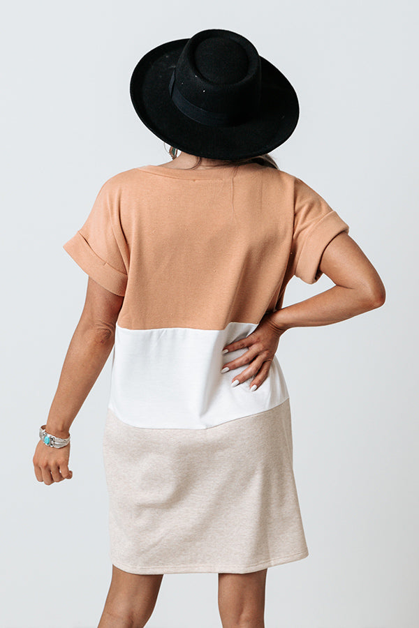 Next Up Colorblock Shift Dress In Camel Image - 3