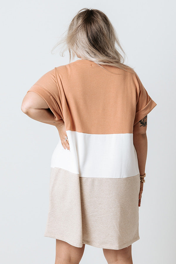 Next Up Colorblock Shift Dress In Camel Curves Image - 3