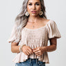 Endless Praise Smocked Top In Iced Latte Image - 1