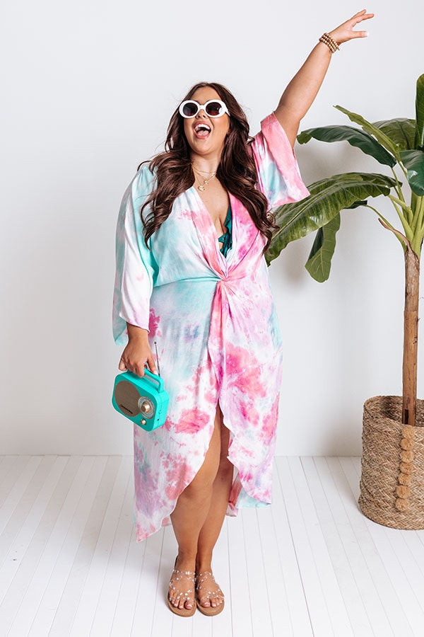 Glittering Waves Tie Dye Cover Up In Pink Curves Image - 1
