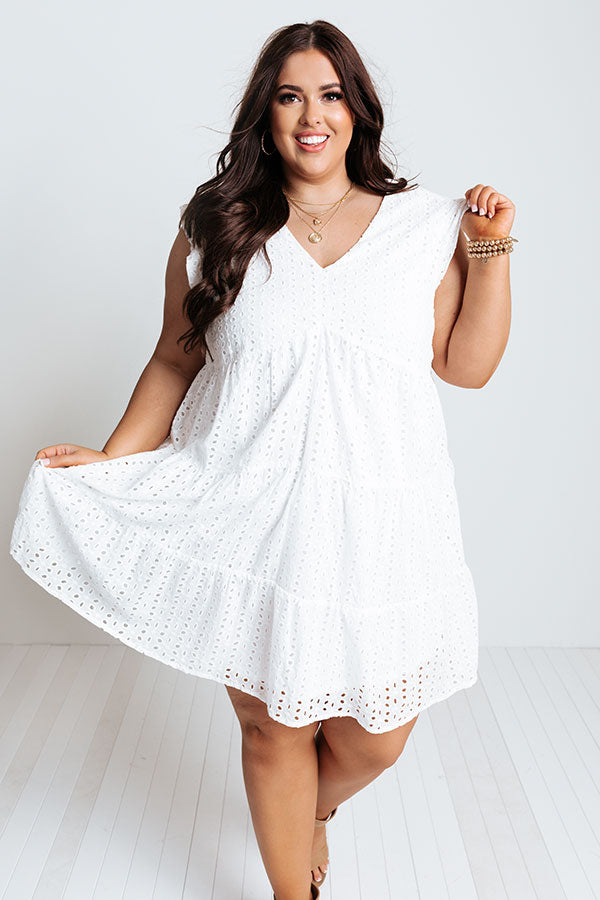 Innocent Crush Eyelet Babydoll Dress in White Curves Image - 4