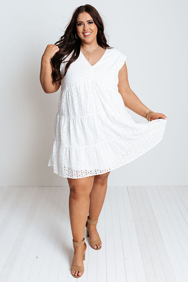 Innocent Crush Eyelet Babydoll Dress in White Curves Image - 5