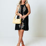 Kiwi Kisses Embroidered Shift Dress in Black Image - 1