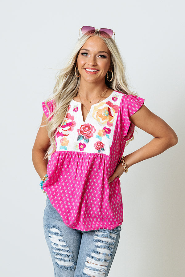 I'll Have This Rose Embroidered Shift Top Image - 1