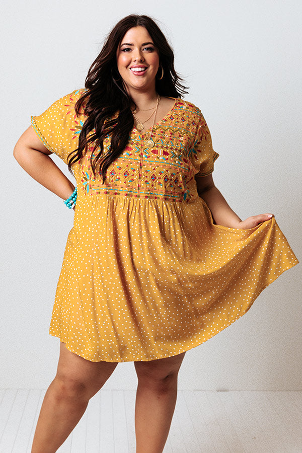 Brag About It Embroidered Shift Dress in Marigold Curves Image - 2