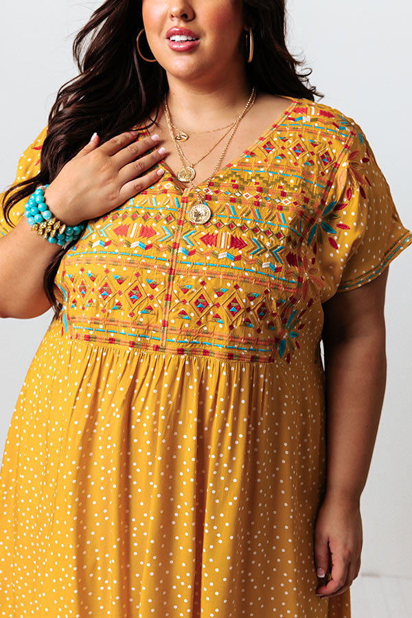 Brag About It Embroidered Shift Dress in Marigold Curves Image - 3