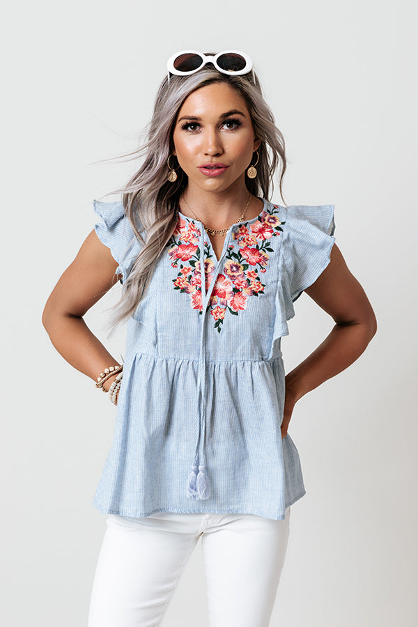 Gardenia Charm Embroidered Shift Top Image - 1