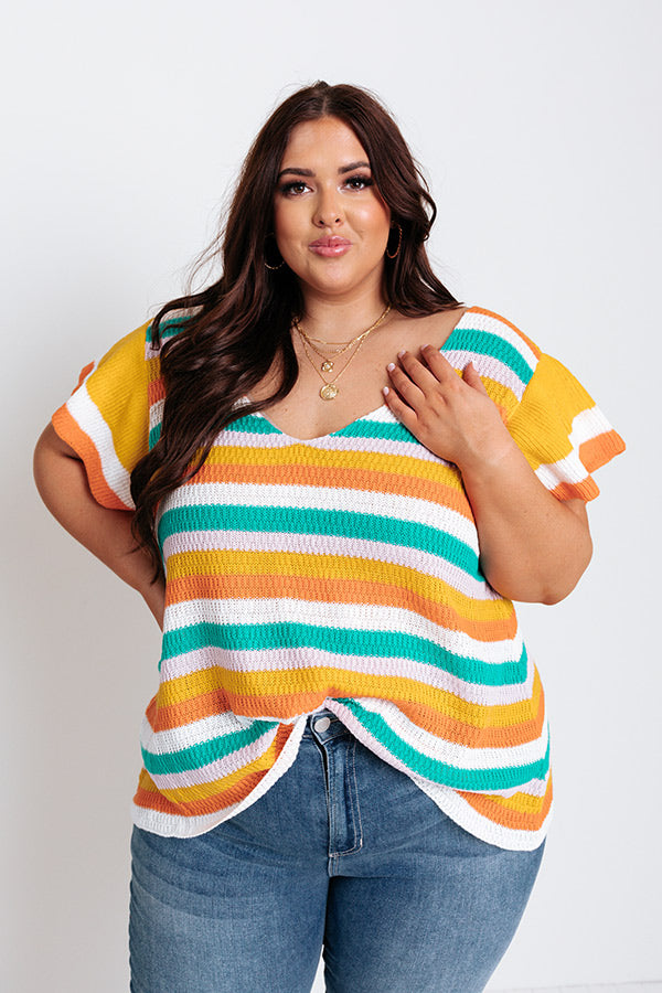 Summer Spirit Stripe Knit Top Curves Image - 2