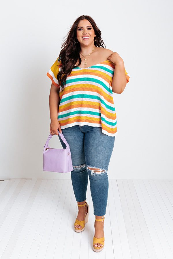 Summer Spirit Stripe Knit Top Curves Image - 1