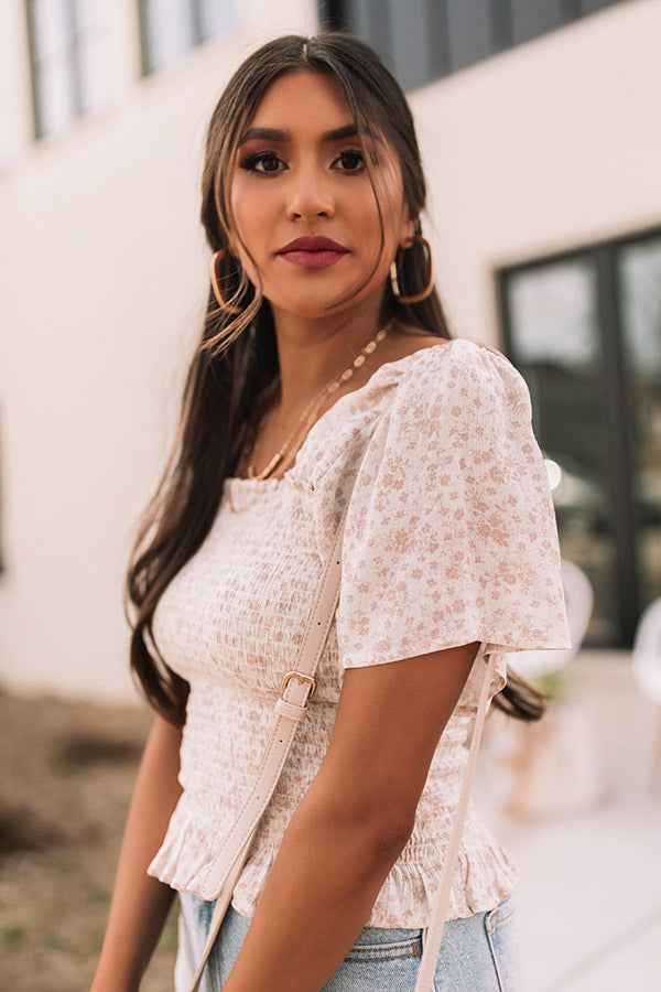 Starlet Style Smocked Top In Latte Image - 5