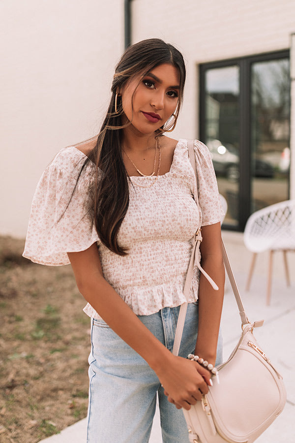 Starlet Style Smocked Top In Latte Image - 1