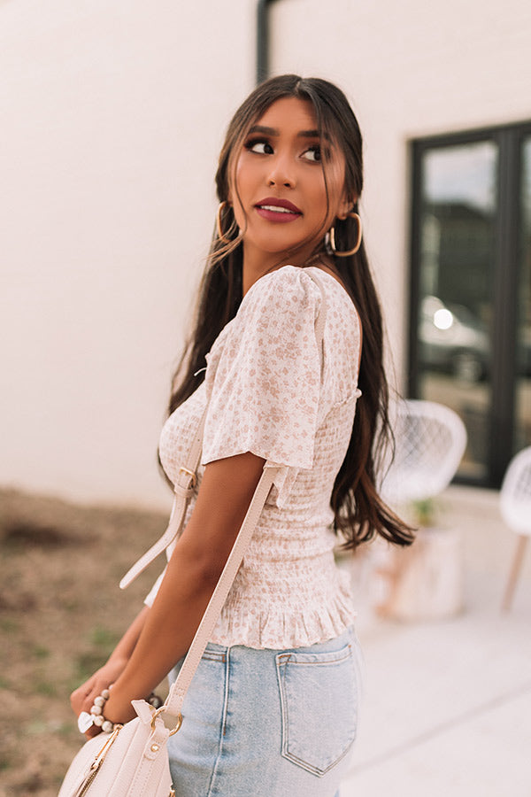 Starlet Style Smocked Top In Latte Image - 2